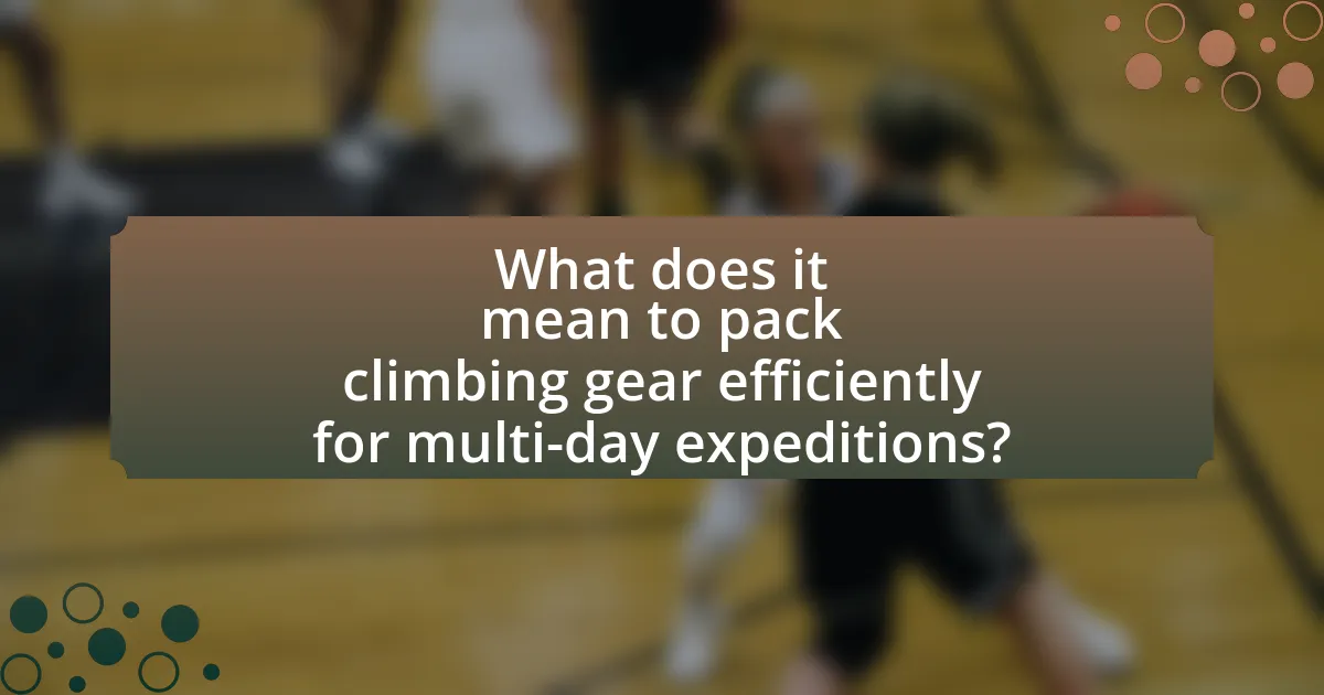 What does it mean to pack climbing gear efficiently for multi-day expeditions?